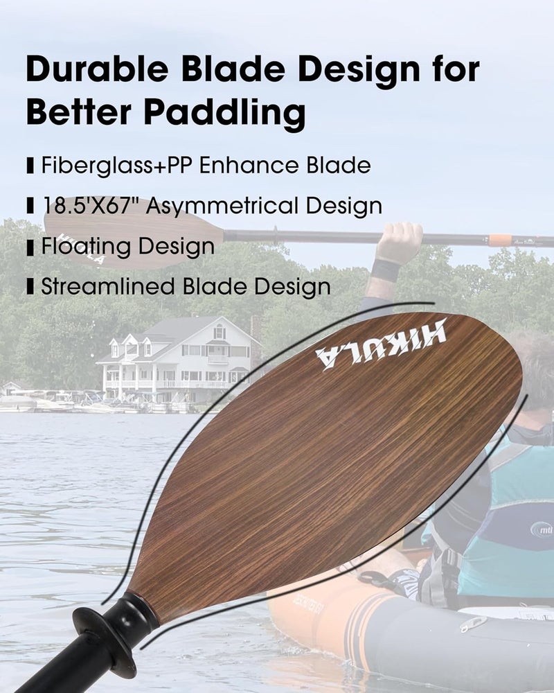 HIKULA Kayak Paddles Aluminum Shaft Paddle with Nylon Blades, Floating Adjustable Kayaking Oars, 3 Piece, 220-240cm/86-94 Inches,Black/Rose/Teal - Image 2